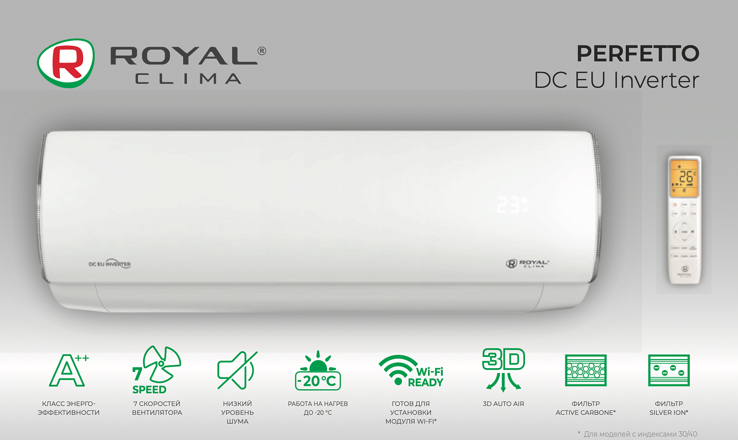 Сплит-система Royal Clima PERFETTO DC EU Inverter 2024 RCI-PFC40HN